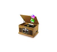 Tourne-Disque - Britz BZ-TP070-2x50W- 33/45/78 - USB SD/Bluetooth Radio FM/Lecteur CD/Casette, Stéréo - Bois, Boules Disco