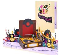 Tourne-disque Carte Pop Up Anniversaire Originale, Présent Romantique pour Adultes et Enfants avec Feuille Blanche et Enveloppe, Papeterie Pliable Fête pour Fille, Garçon, Mère, Père, Ami, Jeune