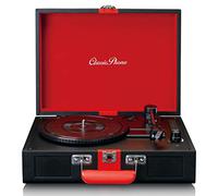 Lenco Tourne-disque Classic Phono TT-110 – Bluetooth, 33/45/78 RPM, 2 haut-parleurs – Noir/Rouge