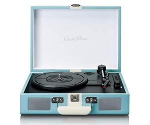 Tourne-Disque Classic Phono by Lenco TT-110 - Tourne-Disque - 33, 45 et 78 RPM - Bluetooth - Transmission par Courroie - 2 Haut-parleurs - AUX-in, RCA-Out, 3,5 mm - Bleu/Blanc