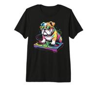 Tourne-Disque Cool Bulldog Music DJ T-Shirt Haut de Gamme