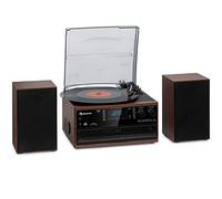 Tourne-disque disque avec haut-parleur, lecteur CD, radio USB et DAB, design rétro, lecteur vinyle moderne, Bluetooth