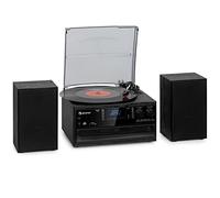 Tourne-disque disque avec haut-parleur, lecteur CD, radio USB et DAB, design rétro, lecteur vinyle moderne, Bluetooth
