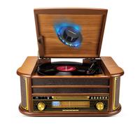 Tourne-Disque Evidence Acoustics EA-PL400 - Vinyle 33/45/78, 60W, FM, CD, Cassette, Bluetooth USB, REC, rétro, Bois, LIGHT LED
