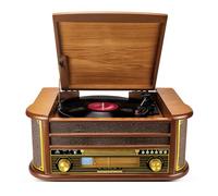 Tourne-Disque Evidence Acoustics EA-PL400 - Vinyle 33/45/78, 60W PMPO, Radio FM, CD, Cassette, Bluetooth USB, REC, rétro, Bois