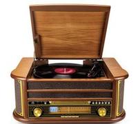 Tourne-Disque Evidence Acoustics EA-PL400 - Vinyle 33/45/78, 60W PMPO, Radio FM, CD, Cassette, Bluetooth USB, REC, rétro, Bois