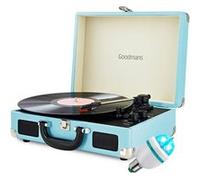 tourne disque goodmans retro bluetooth bleu - 33/45/78 - finition cuir - haut parleurs stéreo intégrés - diams led
