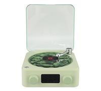 Tourne-Disque, Haut-Parleur Bluetooth de Style Classique à L'ancienne, avec Veilleuse, Affichage de L'heure et de la Batterie, pour Le Divertissement et la Décoration de la