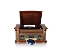 Tourne-Disque Roadstar HIF-1996D+BT - Platine Vinyl 33/45/78, Radio Dab+/FM, CD-MP3, Cassette, Bluetooth, USB, rétro Bois, LED