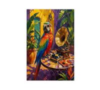Tourne-disque perroquet Tableau sur Toile, Appartement Coin Lecture