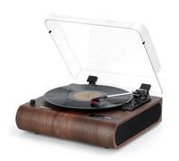 Tourne Disque, Platine Vinyle Bluetooth à 3 Vitesses avec Haut-parleurs intégrés, Radio FM, Codage Vinyl-MP3, Lecture USB et SD, écran LED, Lecteur de LP rétro en Bois