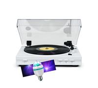 Tourne Disque Platine vinyle Thomson TT355 BLANCHE 33/45 tours, Lecture/retour du bras auto. Ampoule DIAMS couleurs LED inclus