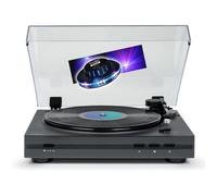 Tourne Disque Platine vinyle Thomson TT355 NOIR 33/45 trs, Lecture/retour du bras automatique, Jeu de Lumière OVNI couleurs LED