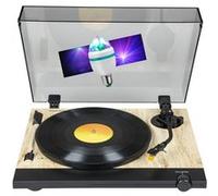 Tourne Disque Platine vinyle Thomson TT702 Sortie RCA - (33/45 Tours) - Finition Bois, Noir, Ampoule DIAMS couleurs LED inclus G