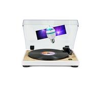 Tourne Disque Platine vinyle Thomson TT301 - BOIS/BLANC - 33/45 tours, Lecture / retour du bras auto. Ampoule DIAMS couleurs LED