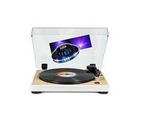Tourne Disque Platine vinyle TT301 - BOIS/BLANC - 33/45 trs, Lecture/retour du bras auto. Jeu Lumière OVNI couleurs LED