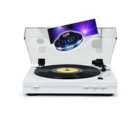 Tourne Disque Platine vinyle TT355 BLANCHE 33/45 tours, Lecture/retour du bras auto. jeu de Lumière OVNI couleurs LED