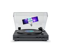 Tourne Disque Platine vinyle Thomson TT355 NOIR 33/45 trs, Lecture/retour du bras automatique,Ampoule DIAMS couleurs LED inclus