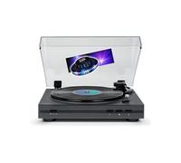 Tourne Disque Platine vinyle TT355 NOIR 33/45 trs, Lecture/retour du bras automatique, Jeu de Lumière OVNI couleurs LED