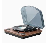 Tourne-disque portable avec suspension absorption des chocs, réglage à trois vitesses, haut-parleurs intégrés pour la décoration de la maison et le plaisir de la musique