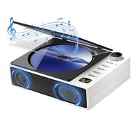 Tourne-disque portable compatible Bluetooth - Haut-parleur portable rechargeable pour la maison et l'extérieur - Lecteur de disque léger en plein air