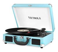 Tourne-disque portable Victrola Journey - Platine Bluetooth 5.0 avec 3 vitesses, haut-parleurs stéréo intégrés, prise auxiliaire 3,5 mm, Turquoise (VSC-550BT)