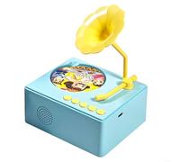 Tourne-disque pour enfants, jouet éducatif gramophone : lecteur de musique avec 96 cartes d'histoire pour enfants de 3 à 6 ans, favorise le développement de la parole (bleu)