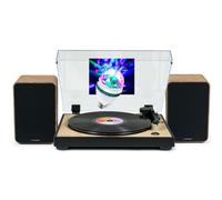 Tourne Disque Pré-amplifié Thomson TT301 Finition BOIS/BLANC - 33/45 tours, Bras AUTO Enceintes Bois 100W, Ampoule DIAMS LED