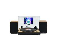 Tourne Disque Pré-amplifié TT300 Finition BOIS/NOIR - 33/45 tours, Bras AUTO Enceintes Bois 100W, Ampoule DIAMS LED