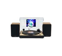 Tourne Disque Pré-amplifié TT301 Finition BOIS/BLANC - 33/45 tours, Bras AUTO Enceintes Bois 100W, Ampoule DIAMS LED