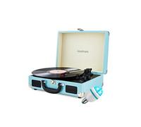tourne disque goodmans retro bluetooth bleu - 33/45/78 - finition cuir - haut parleurs stéreo intégrés - diams led