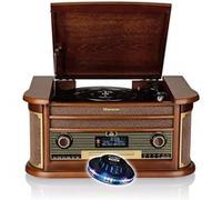 Tourne-Disque Roadstar HIF-1996D+BT - Platine Vinyl 33/45/78, Radio Dab+/FM, CD-MP3, Cassette, Bluetooth, USB, rétro Bois, LED