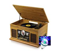 Tourne-Disque Stéréo - Britz - 50W- 33/45/78 Tours - Lecteur CD/Casette, USB SD / Bluetooth RADIO FM / Look RETRO, Ampoule