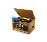 Tourne-Disque Stéréo - Britz - 50W- 33/45/78 Tours - USB SD / Bluetooth RADIO FM / Lecteur CD/Casette, Look RETRO, Lumière