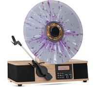 Tourne-Disque Vertical Enveloppant Avec Support De Couverture De L'Album Intégré¿Lecteur Vinyle Moderne Du Milieu Du Siècle Avec Haut-Parleurs Intégrés Et Bluetooth¿Platine Audio Radio Fm