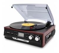 Tourne-disque vintage avec radio AM/FM, CD, cassette et haut-parleurs