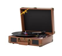 Tourne-Disque Vinyle 3 Vitesses 33/45/78 TR/Min avec 2 Haut-parleurs stéréo intégrés, Emballage de Vente au détail, convertisseur Taille Disque(Dark Bown)