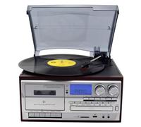 Tourne-disque vinyle 3 vitesses avec radio AM/FM et haut-parleurs