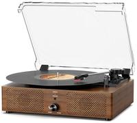 Tourne-Disque Vinyle Bluetooth avec Haut-parleurs intégrés et Lecteur phonographe Vintage piloté par Courroie USB, Lecteur LP à 3 Vitesses, Prise en Charge de la Lecture et de l'enregistrement USB