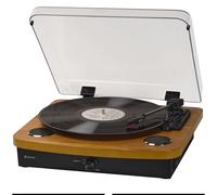 Tourne-Disque Vinyle Bluetooth Finition Bois - DENVER VPL-230LW - Platine avec Enceinte intégrée - 3 Vitesses 33/45/78 Tours - USB Enregistrement - Design rétro élégant