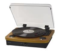 Tourne-Disque Vinyle Bluetooth Finition Bois - DENVER VPL-230LW - Platine avec Enceinte intégrée - 3 Vitesses 33/45/78 Tours - USB Enregistrement - Design rétro élégant