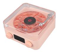 Tourne Disque Vinyle Bluetooth, Haut-Parleur Vinyle 3 En 1 De Style Tourne-Disque Avec Veilleuse Et Affichage De L'Heure, Mini Tou