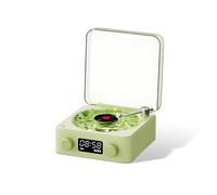 Tourne Disque Vinyle Bluetooth, Haut-Parleur Vinyle 3 en 1 de Style Tourne-Disque avec veilleuse et Affichage de l'heure, Mini Tourne-Disque avec 4 Sons de la Nature