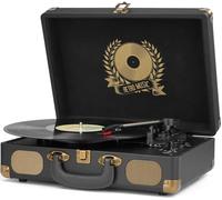Tourne-Disque Vinyle Bluetooth Portable à 3 Vitesses avec Haut-parleurs intégrés, Sortie Ligne RCA, entrée auxiliaire, Prise Casque, Tourne-Disque Vintage, Noir