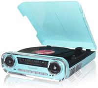 Tourne Disque Vinyle BluetoothPlatine Vinyle Vintage Haut-Parleurs Stéréo IntégrésRadio Fm Usb Aux Et EncodingLecteur Vinyle 3 Vitesses 33,45,78 Rpm (Bleu)