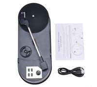 Tourne-disque vinyle LP vers MP3 33/45 PRM avec fente pour carte intégrée pour enregistrement numérique, design compact, construction ABS, noir