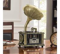 Tourne-disque vinyle rétro avec Bluetooth, haut-parleurs intégrés, AUX/USB/FM - Style gramophone classique pour les amateurs de musique vintage et les audiophiles