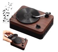 Tourne-disque vinyle rétro BT 5.0 avec 2 haut-parleurs stéréo intégrés, lecteur de musique portable pour carte TF et entrée auxiliaire, design vintage grain de bois