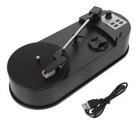 Tourne-Disque Vinyle Rétro et Conversion Mp3 USB Noir ABS | L'usure des Disques, Alimentation USB Pratique, Ambiance Vintage Minimaliste pour Bureau