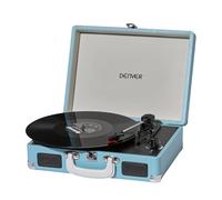 Tourne-Disque Vinyle Vintage Bleu - DENVER VPL-120 - Platine avec Enceinte intégrée - 3 Vitesses 33/45/78 Tours - Enregistrement USB vers PC - Lecteur rétro Valise